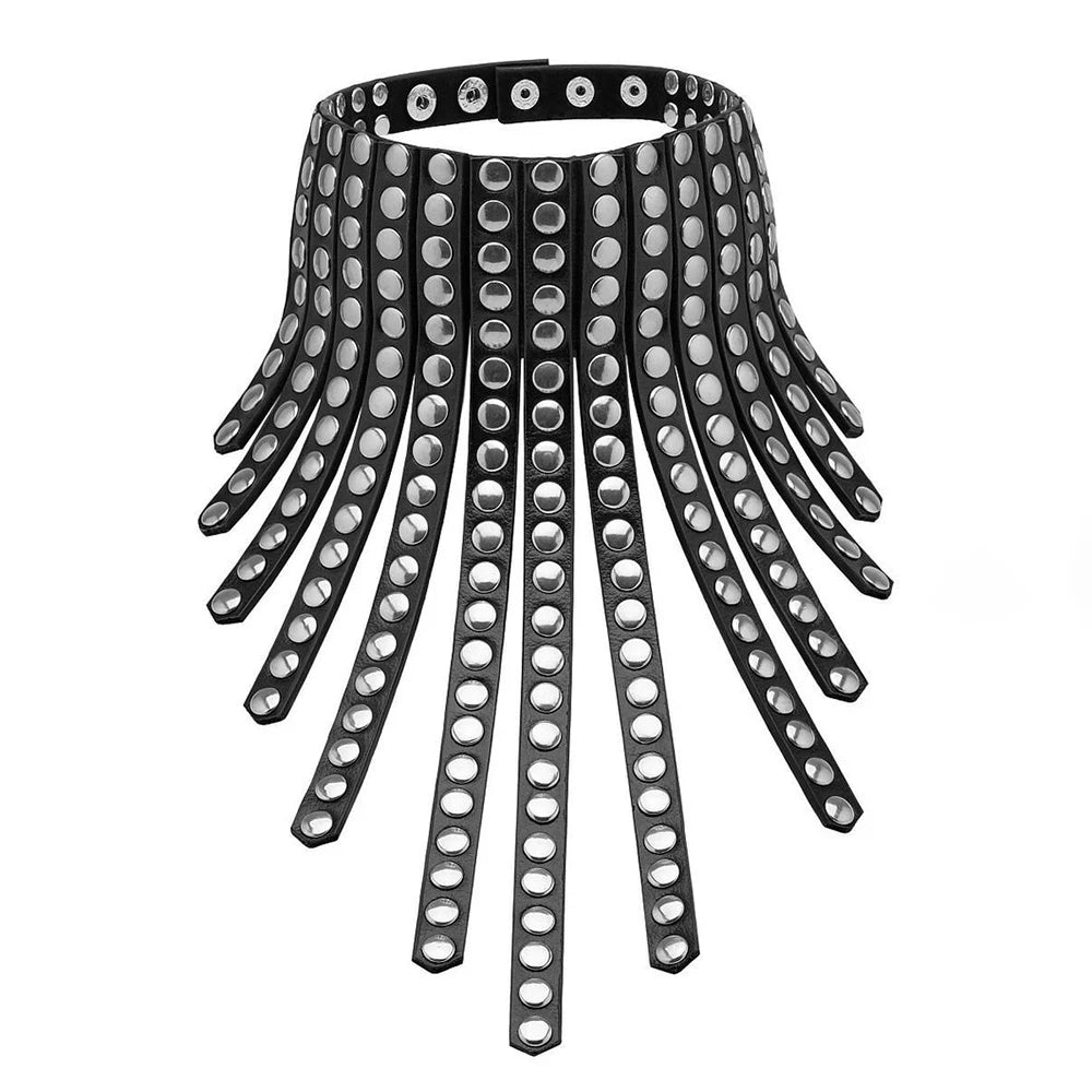 Black Adjustable Leather Punk Choker