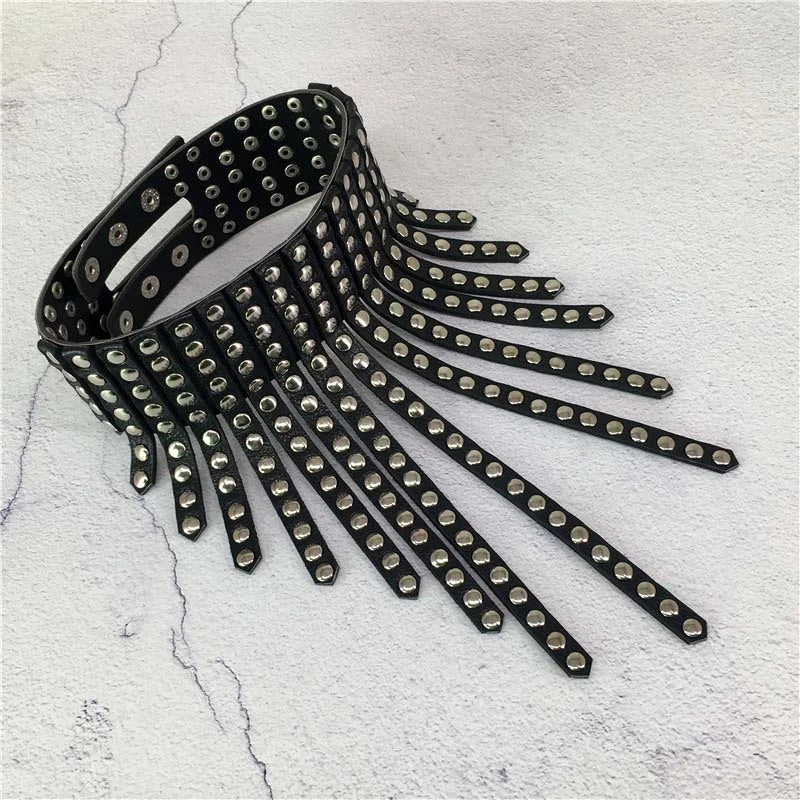 Black Adjustable Leather Punk Choker