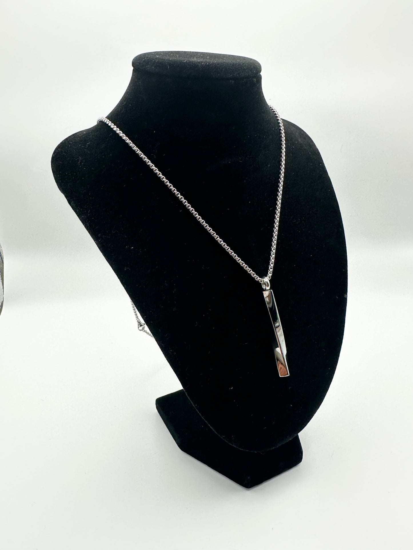 Stainless Steel Twisted Vertical Bar Necklace