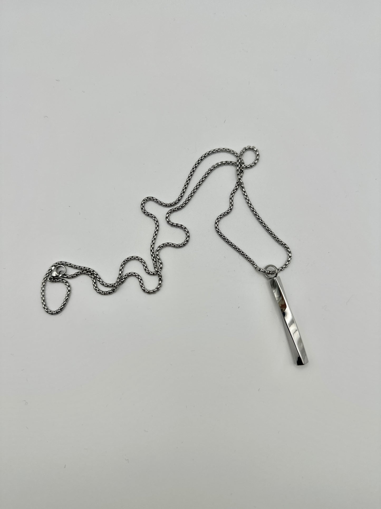 Stainless Steel Twisted Vertical Bar Necklace