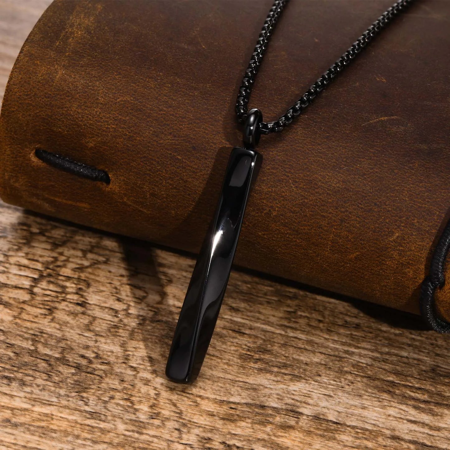 Stainless Steel Twisted Vertical Bar Necklace