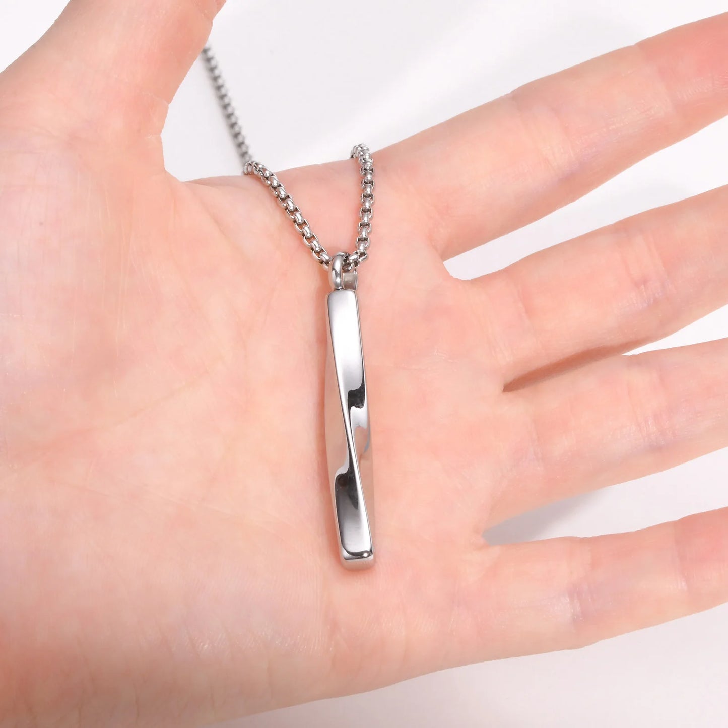 Stainless Steel Twisted Vertical Bar Necklace