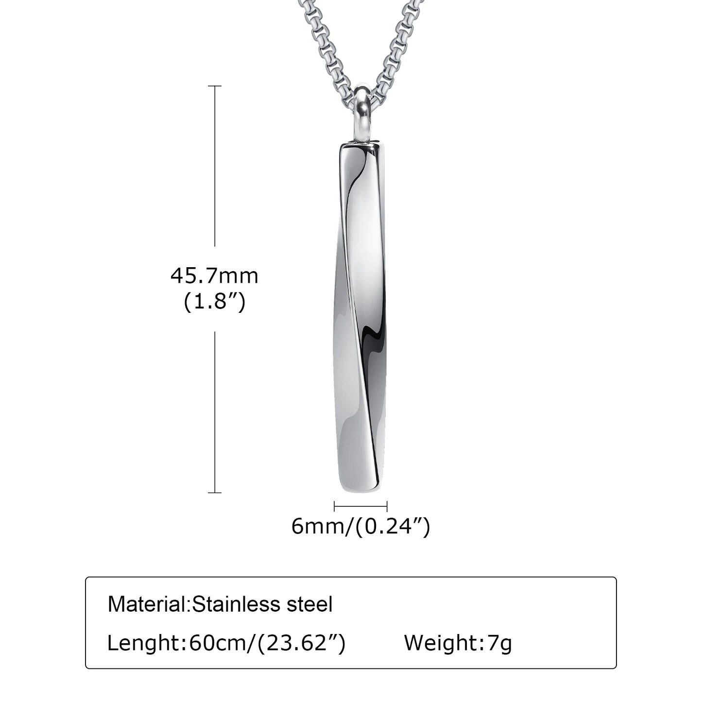 Stainless Steel Twisted Vertical Bar Necklace