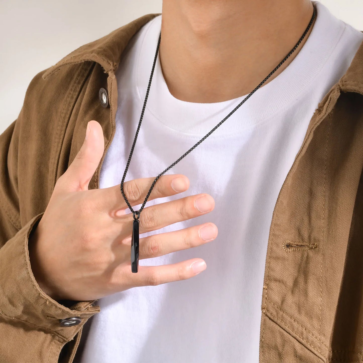 Stainless Steel Twisted Vertical Bar Necklace